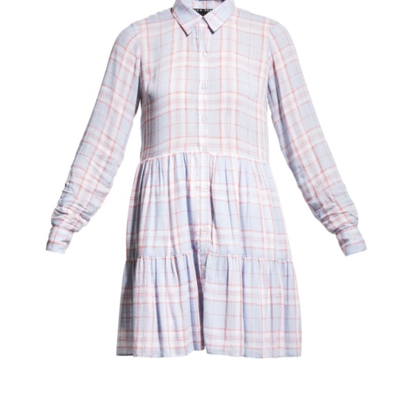 NWT $398 Veronica Beard Jeans Jemila Plaid Linen Button-Front Tiered Dress - M! - Picture 2 of 6